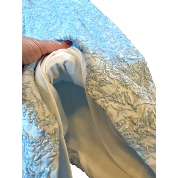 Betsy & Adam Ice Blue and Silver Jacquard Midi Dress - Size 14W - Picture 8 of 16